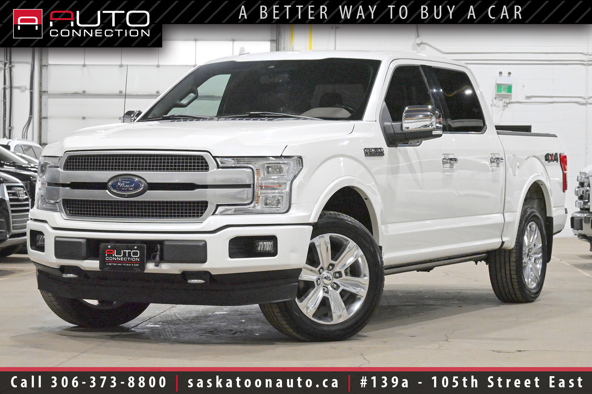 White 2018 Ford F-150 Platinum SuperCrew 4WD Pickup Truck Four-Wheel Drive 10-Speed Automatic