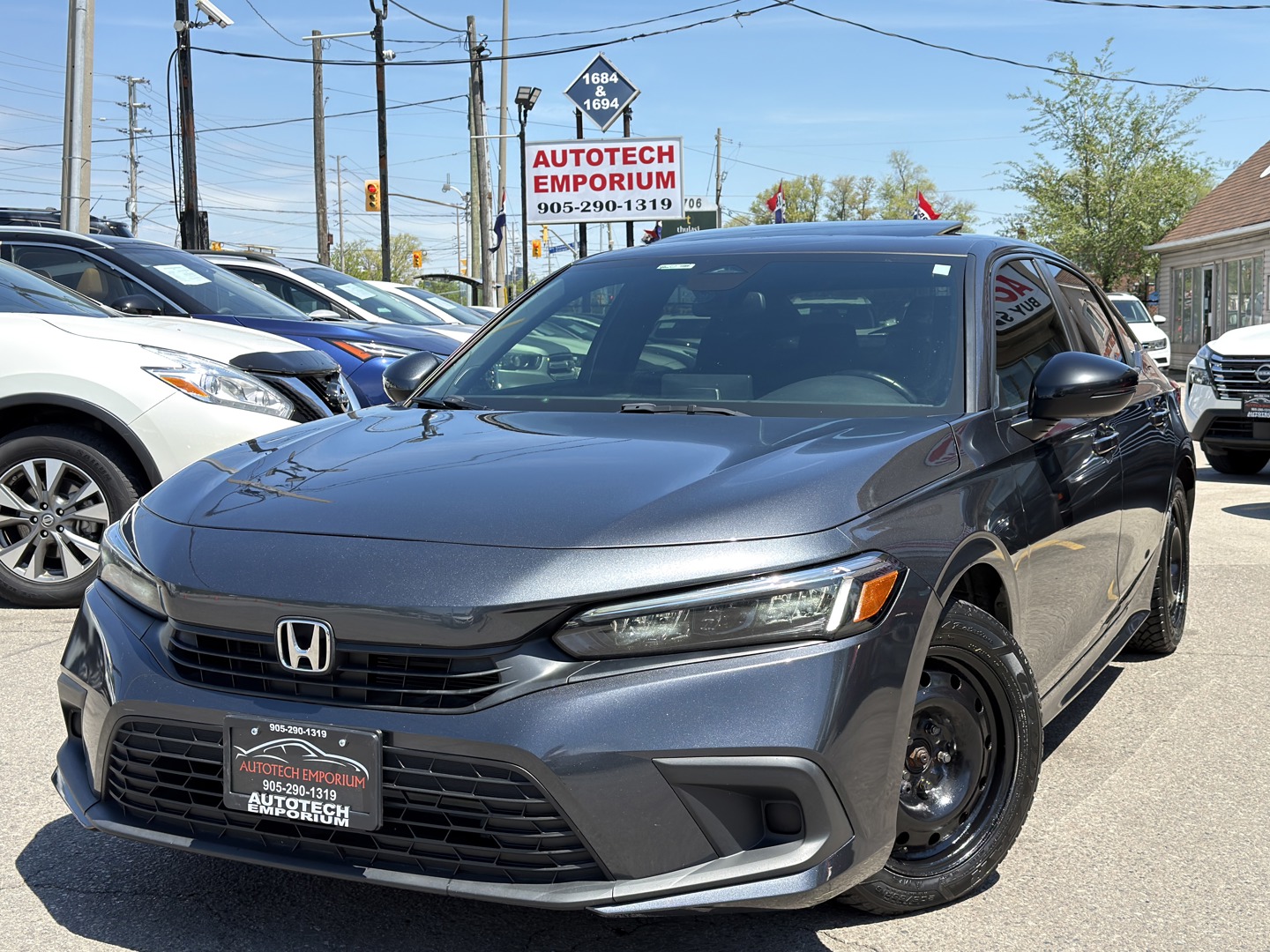Gray 2022 Honda Civic Sport FWD Sedan Front-Wheel Drive Automatic