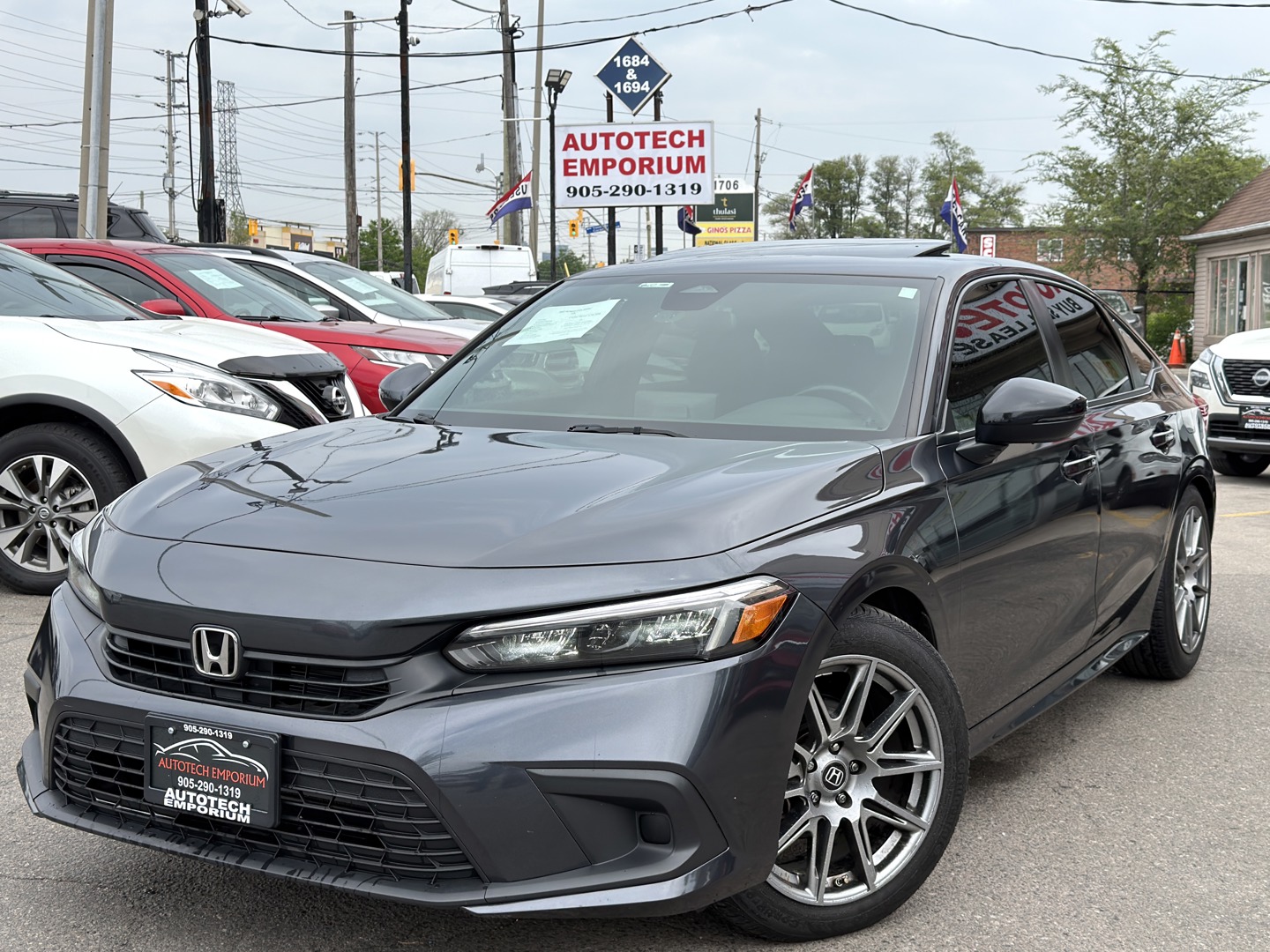 Gray 2022 Honda Civic Sport FWD Sedan Front-Wheel Drive Automatic