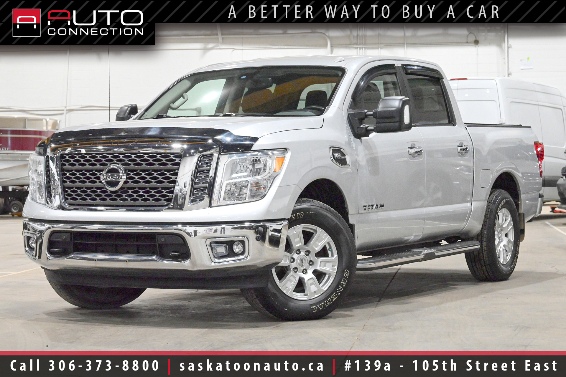 Silver 2017 Nissan Titan SV Crew Cab 4WD Pickup Truck Four-Wheel Drive 7-Speed Automatic